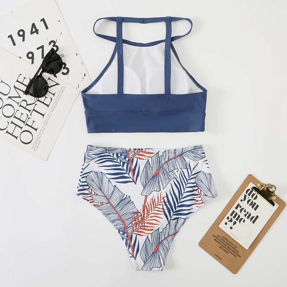 High Neck High Waist Bikini Set