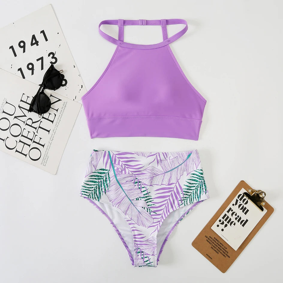 High Neck High Waist Bikini Set