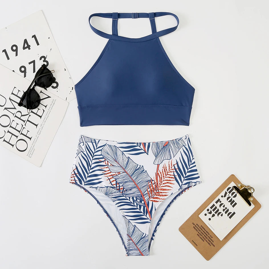 High Neck High Waist Bikini Set