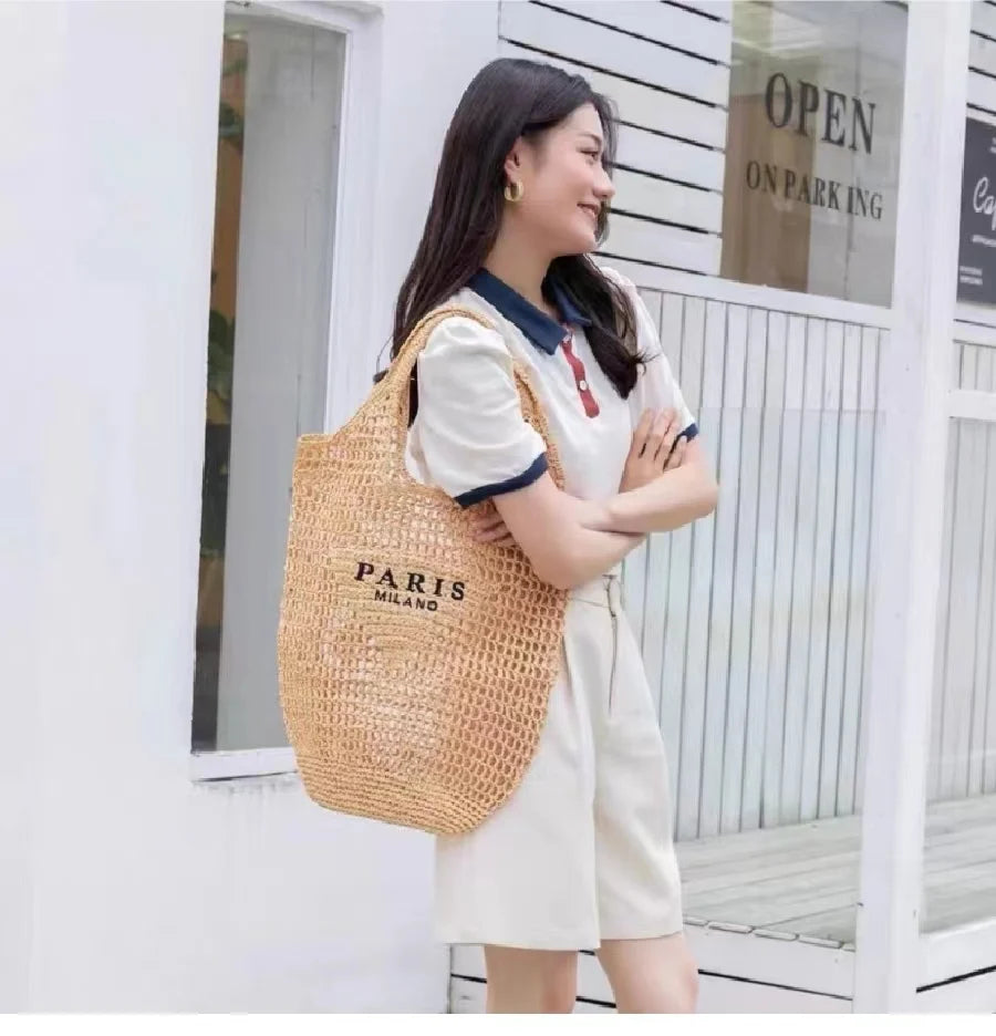Handwoven Raffia Travel Tote