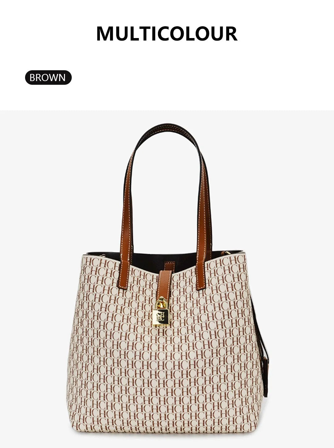 CH Women's Shoulder Tote Bag – Letter Print Polyester