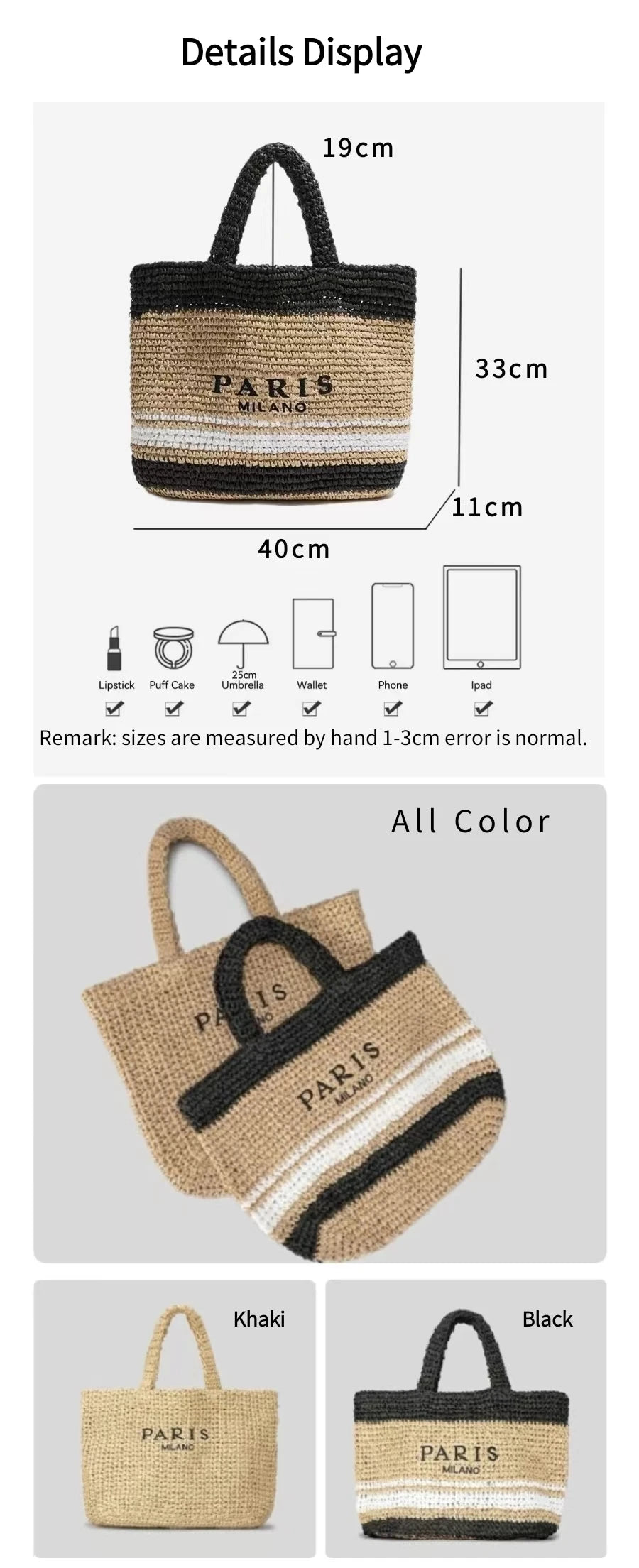 Handwoven Raffia Travel Tote