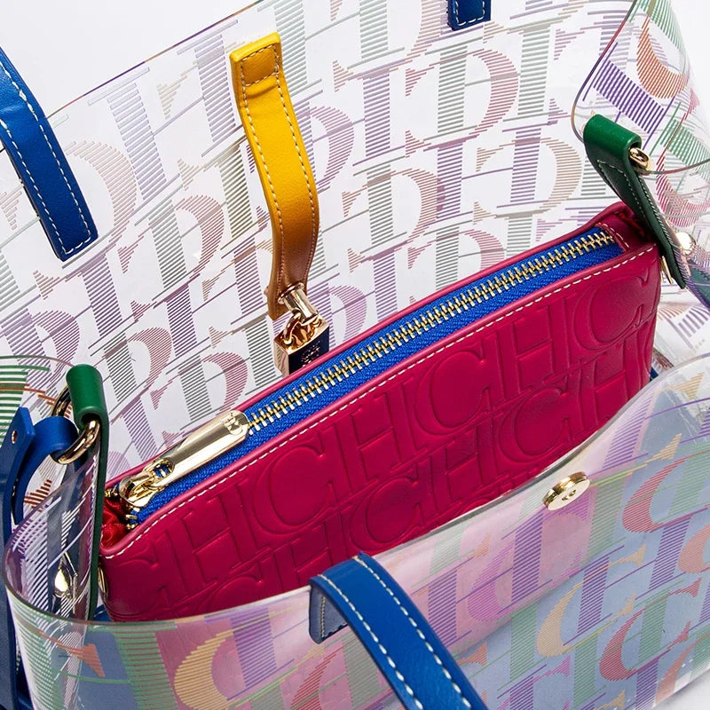 PVC Bucket Bag with Letter Detail