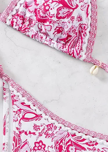 Floral Push Up Triangle Bikini Set