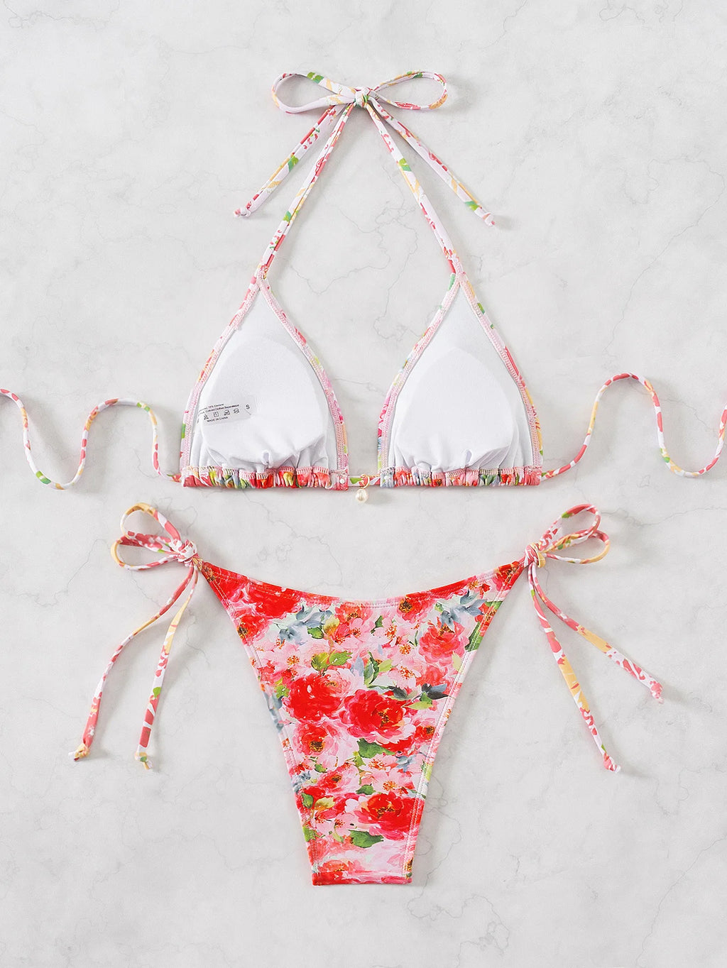 Floral Push Up Triangle Bikini Set