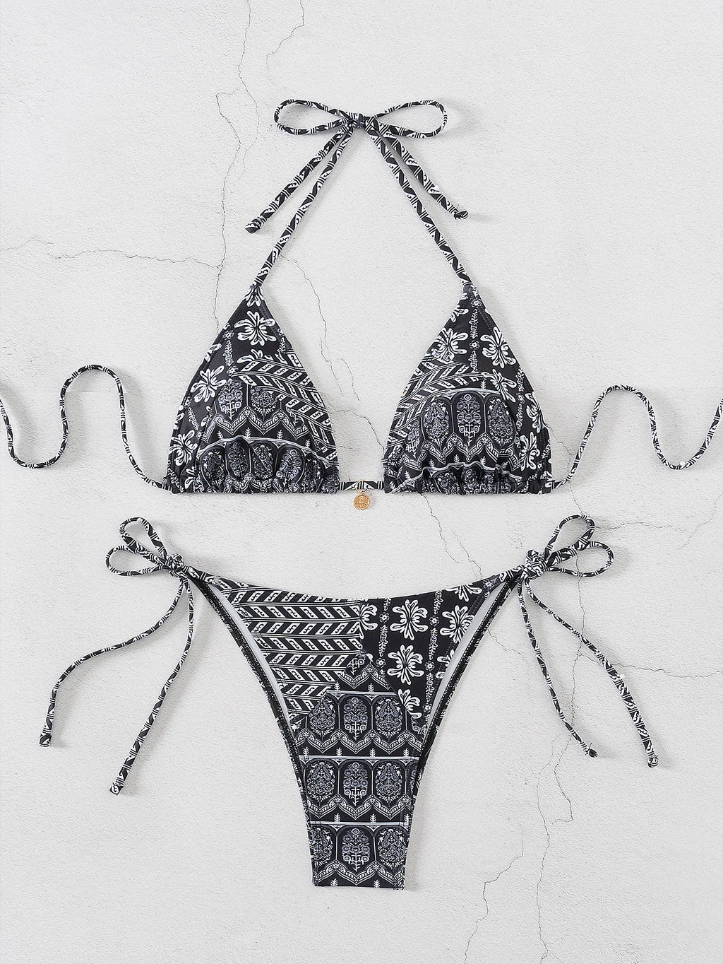 Floral Push Up Triangle Bikini Set