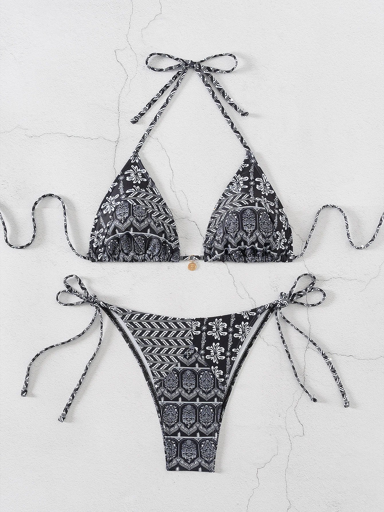 Floral Push Up Triangle Bikini Set