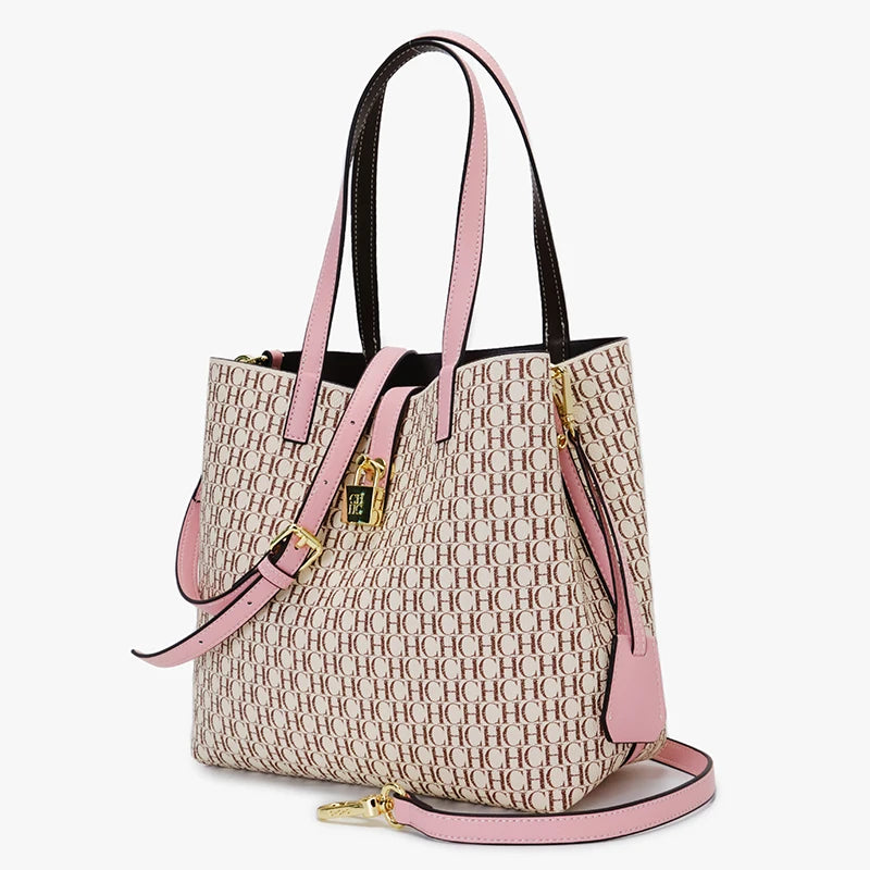 CH Women's Shoulder Tote Bag – Letter Print Polyester