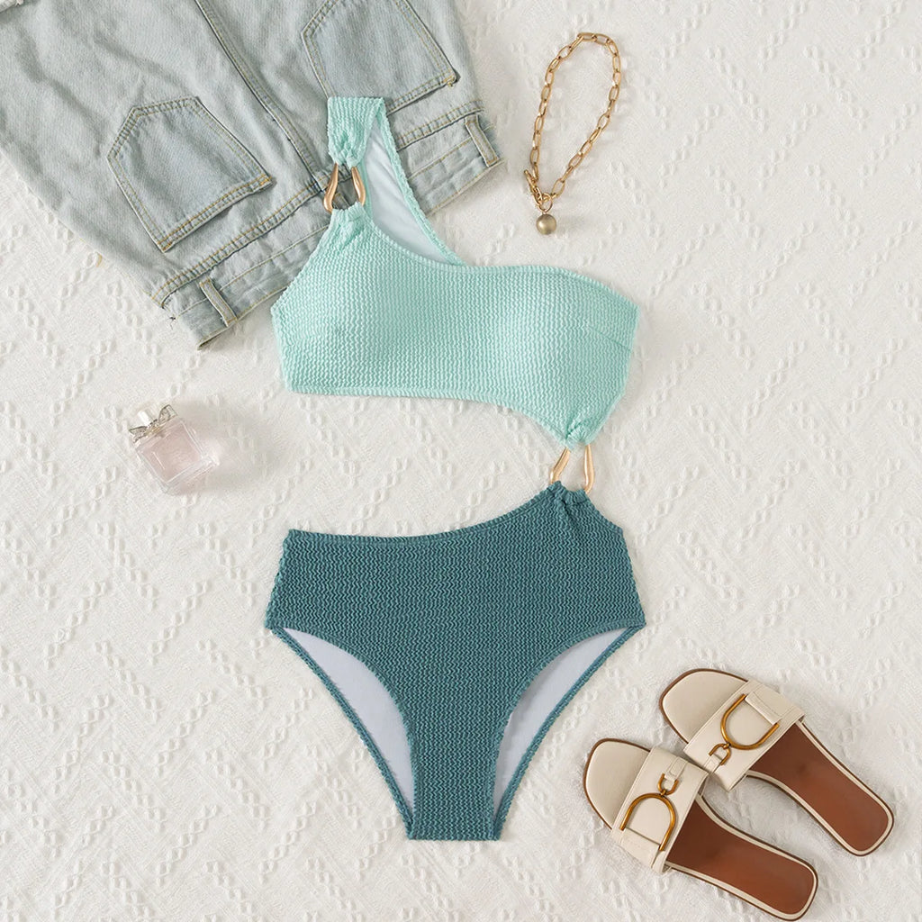 Cut-Out Snake Print One-Piece Swimsuit
