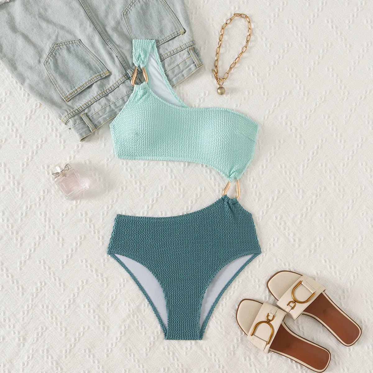 Cut-Out Snake Print One-Piece Swimsuit