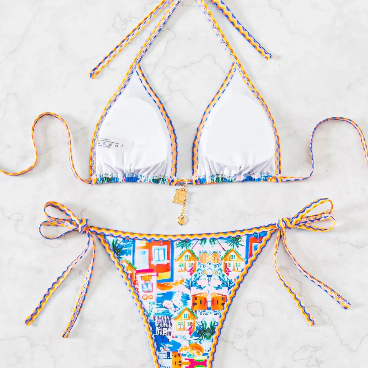 Floral Push Up Triangle Bikini Set