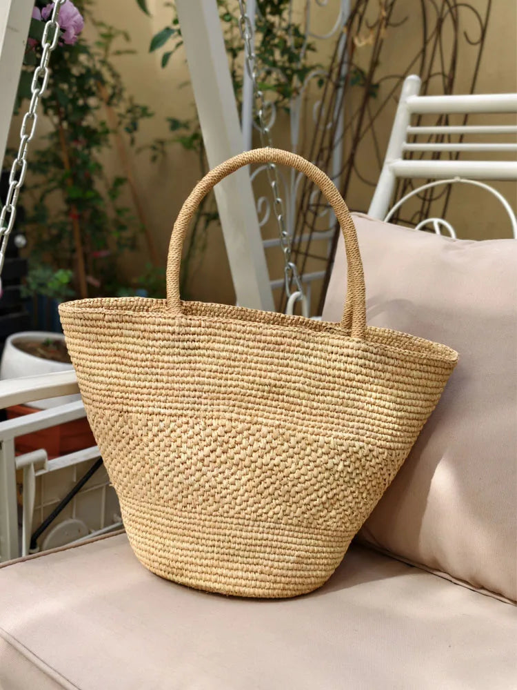 Handwoven Raffia Tote Bag