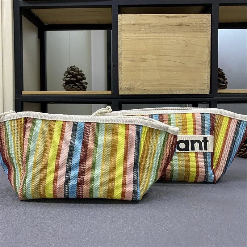 New summer storage bag, canvas bag, zipper makeup bag, hand-held cloth bag, inner lining woven bag
