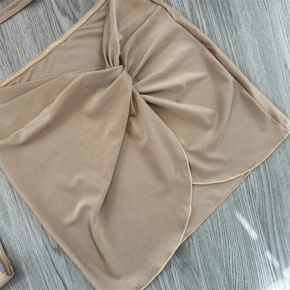 One Shoulder 3 Piece Bikini Set