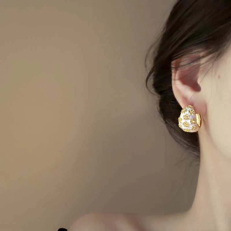 Rose Flower Hoop Earrings