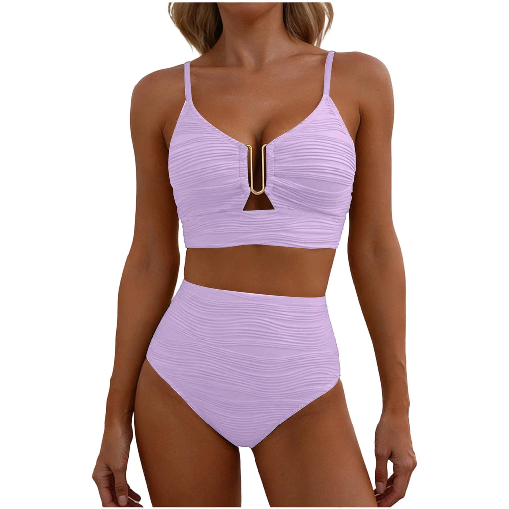 U-Wire Cutout High Waist Bikini Set