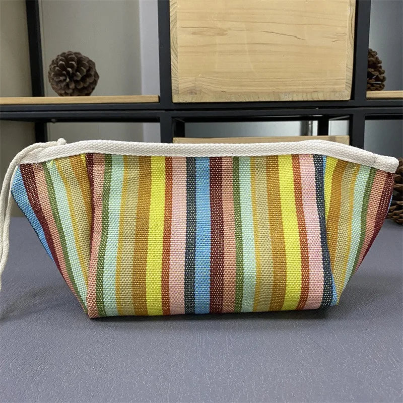 New summer storage bag, canvas bag, zipper makeup bag, hand-held cloth bag, inner lining woven bag