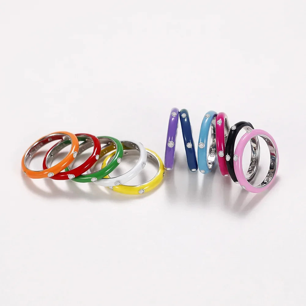 Enamel Drip Oil Stackable Ring