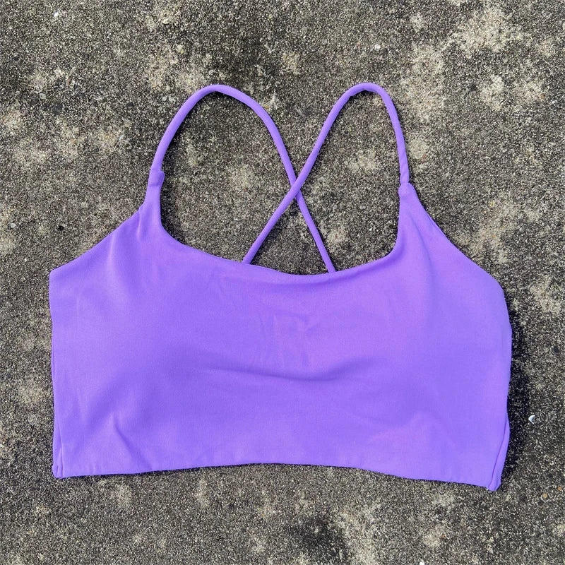 Cross Back Sports Bra with Chest Pad