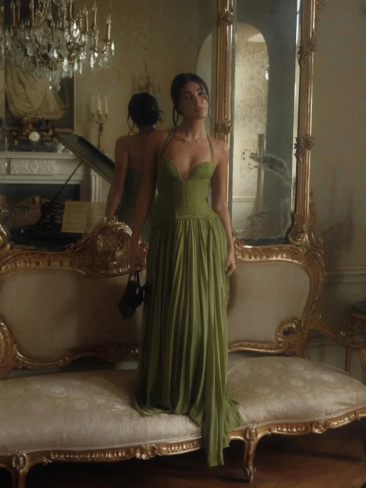 Corset Halter Maxi Dress