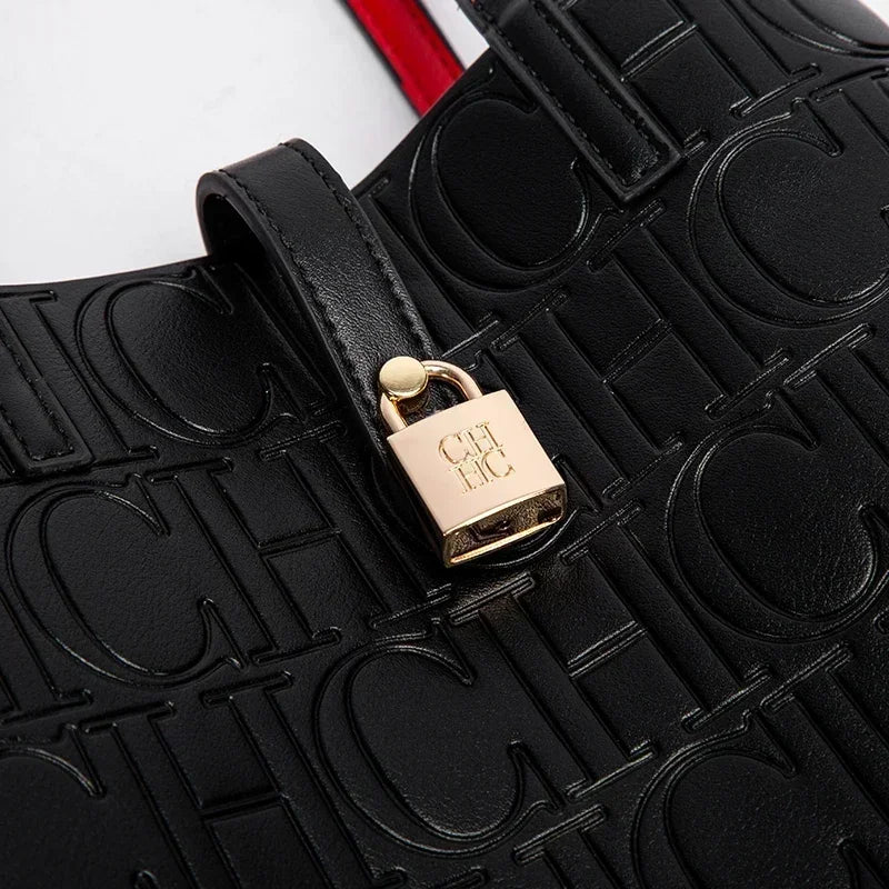 CH High Quality Fashion Ladies Shoulder Bag Senior Sense Pure Colour Letter Print Design Temperam...
