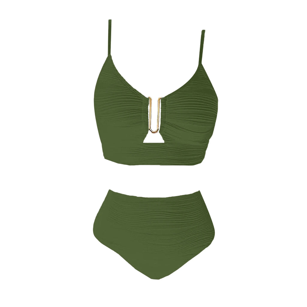 U-Wire Cutout High Waist Bikini Set