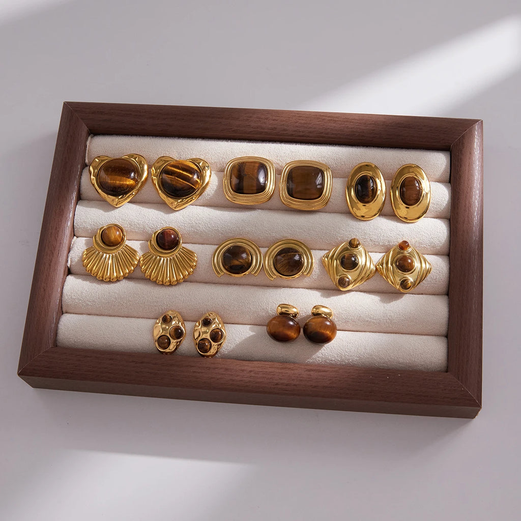 Amber Resin Geometric Earrings