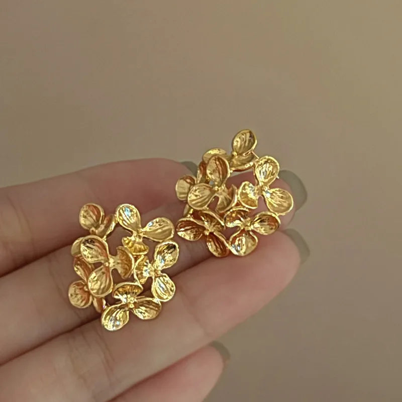 Rose Flower Hoop Earrings