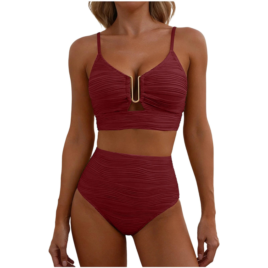 U-Wire Cutout High Waist Bikini Set