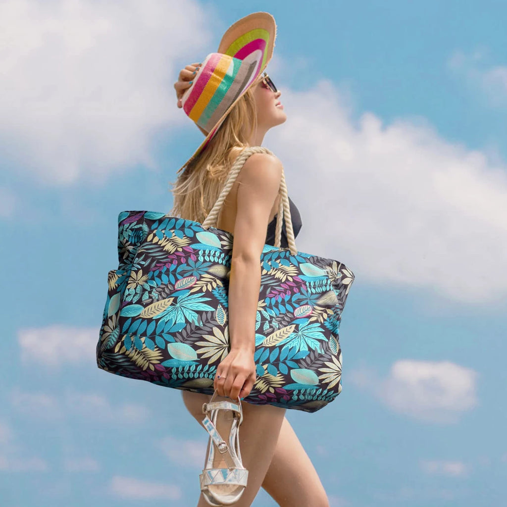 Waterproof Striped Canvas Beach Bag