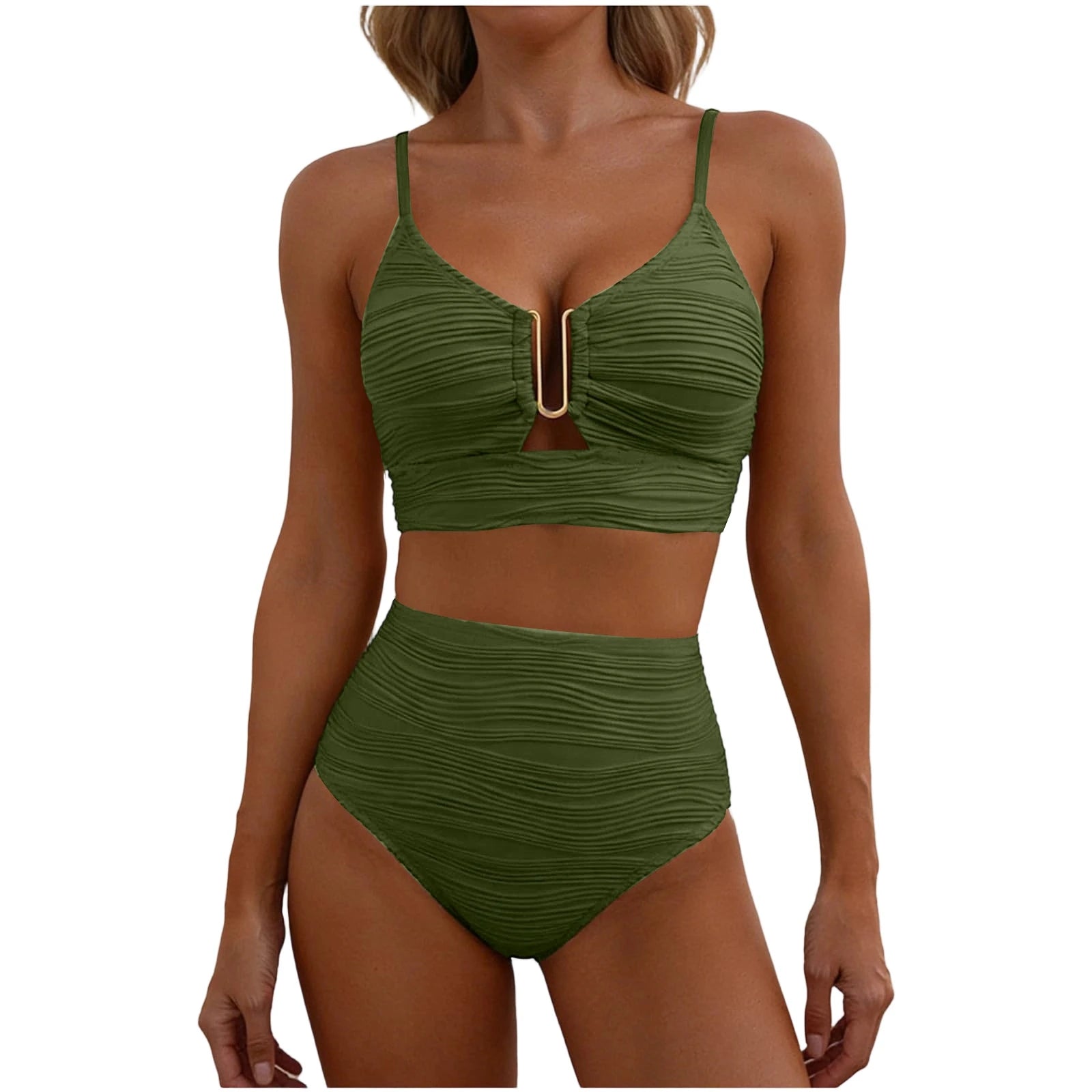 U-Wire Cutout High Waist Bikini Set