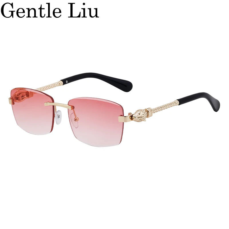 Men's Rectangle Rimless Sunglasses – UV400 Metal Frame