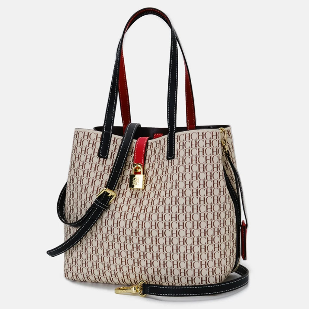 CH Women's Shoulder Tote Bag – Letter Print Polyester
