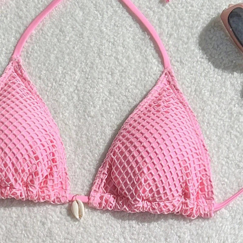 Halter Neck Thong 3 Piece Bikini Set