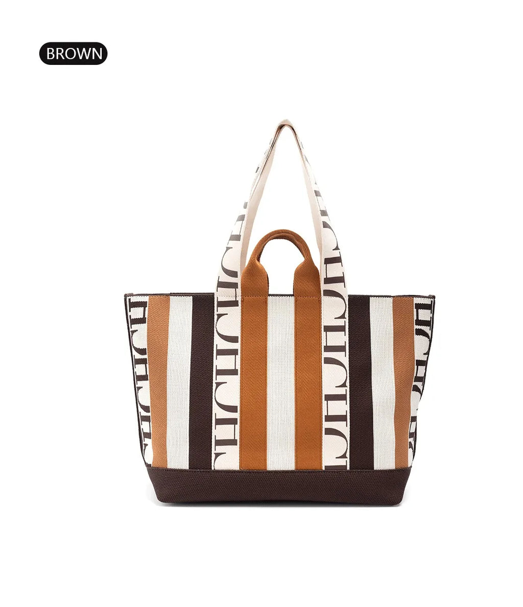CH Classic Ladies Crossbody Bag Large Capacity Commuter Style Ladies Tote Bag Simple Stripe Desig...