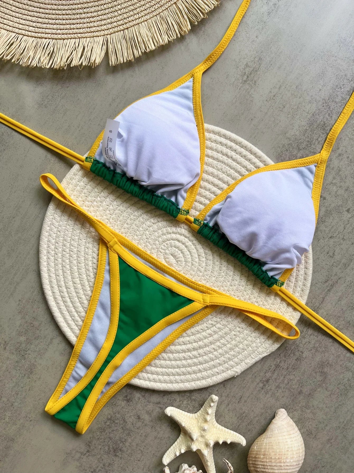 Brasil Flag Embroidery Split Bikini Set