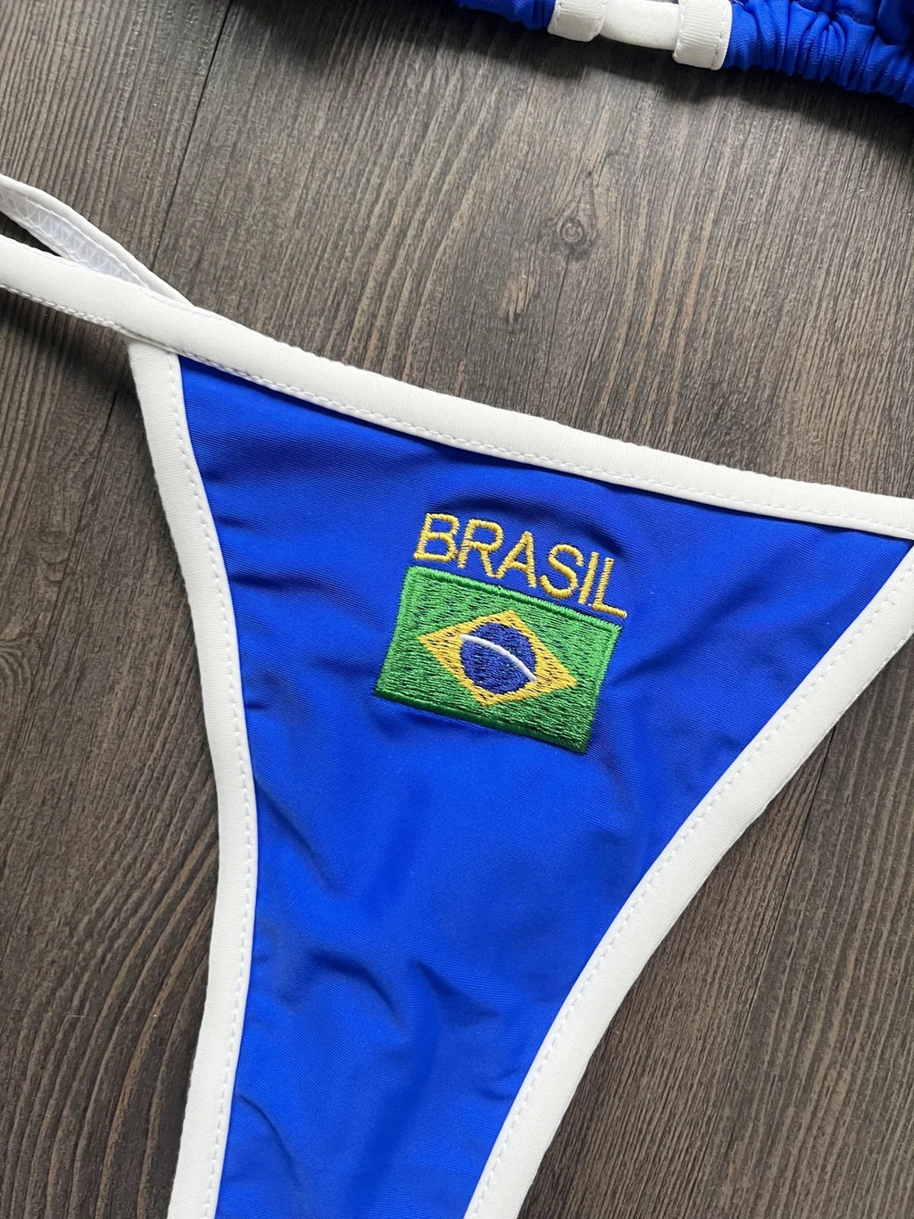 Brasil Flag Embroidery Split Bikini Set