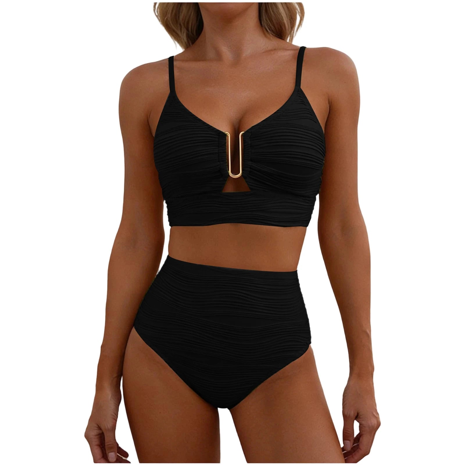 U-Wire Cutout High Waist Bikini Set