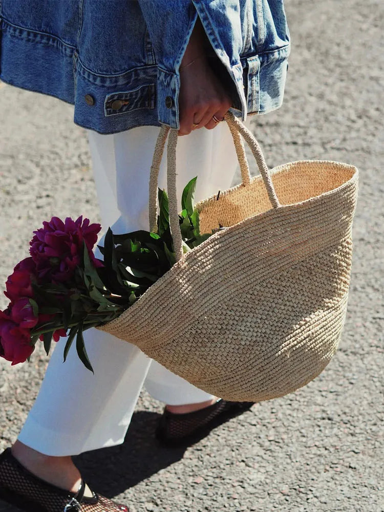 Handwoven Raffia Tote Bag