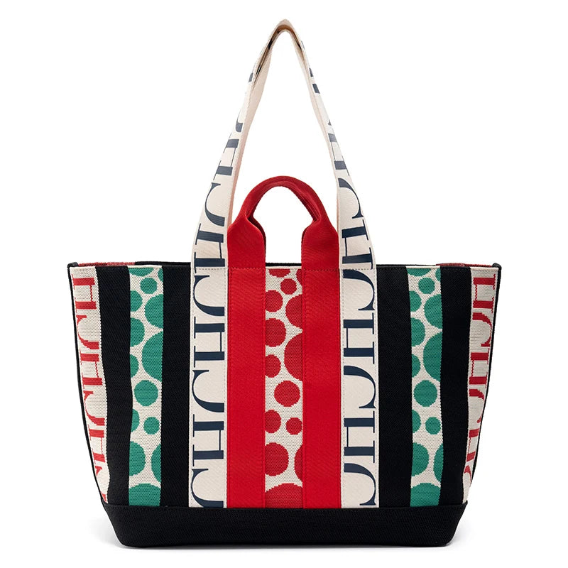 Stripe Design Large Capacity Crossbody Bag