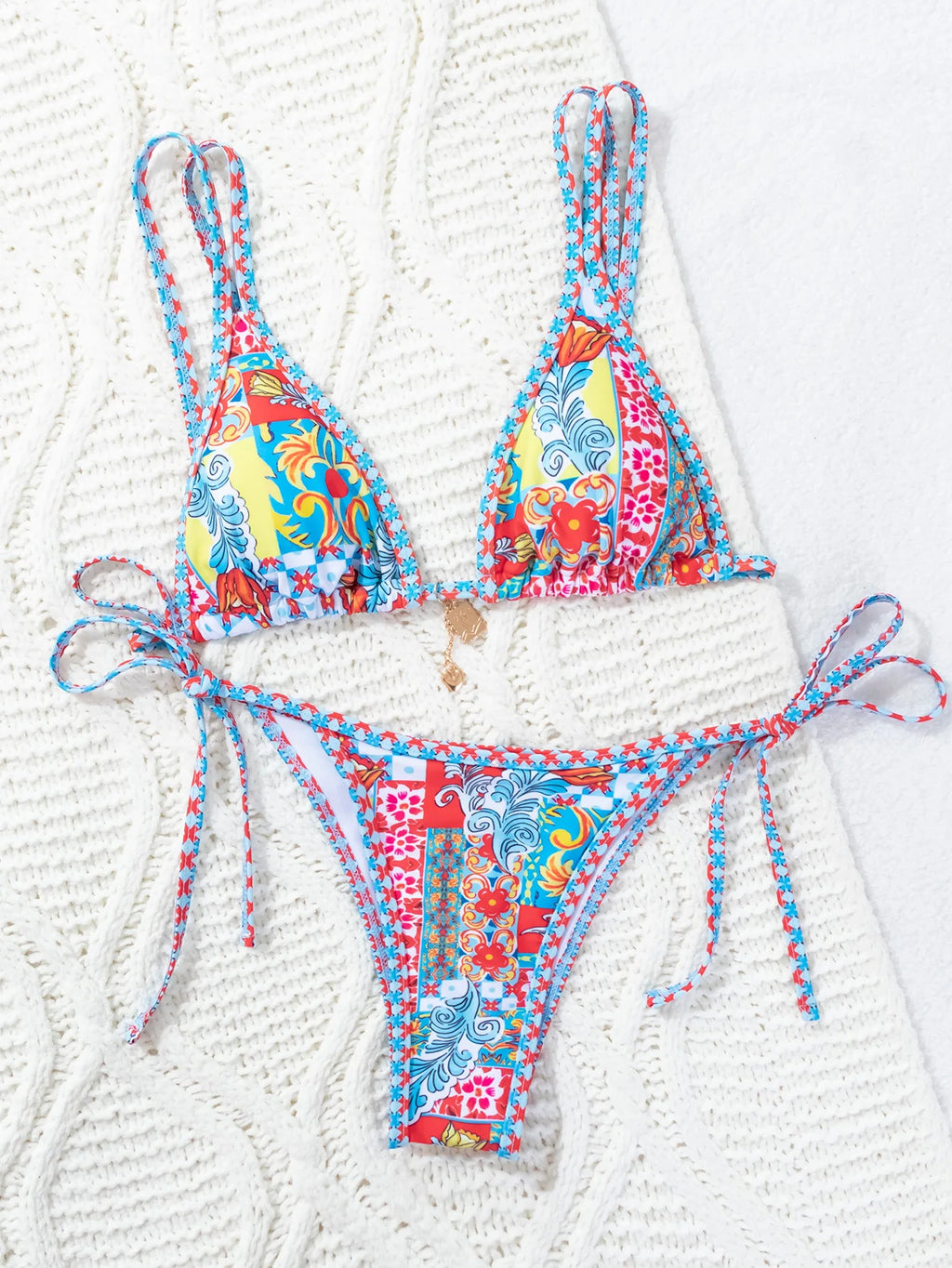 Floral Push Up Triangle Bikini Set