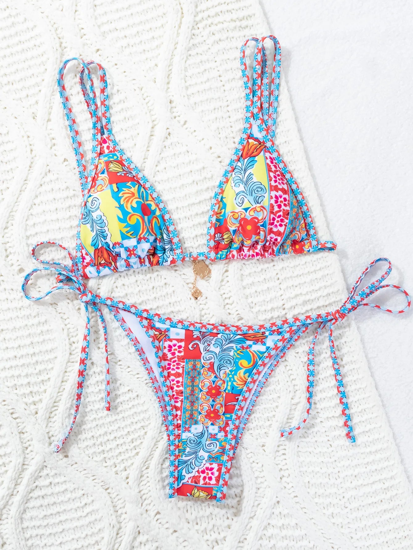 Floral Push Up Triangle Bikini Set