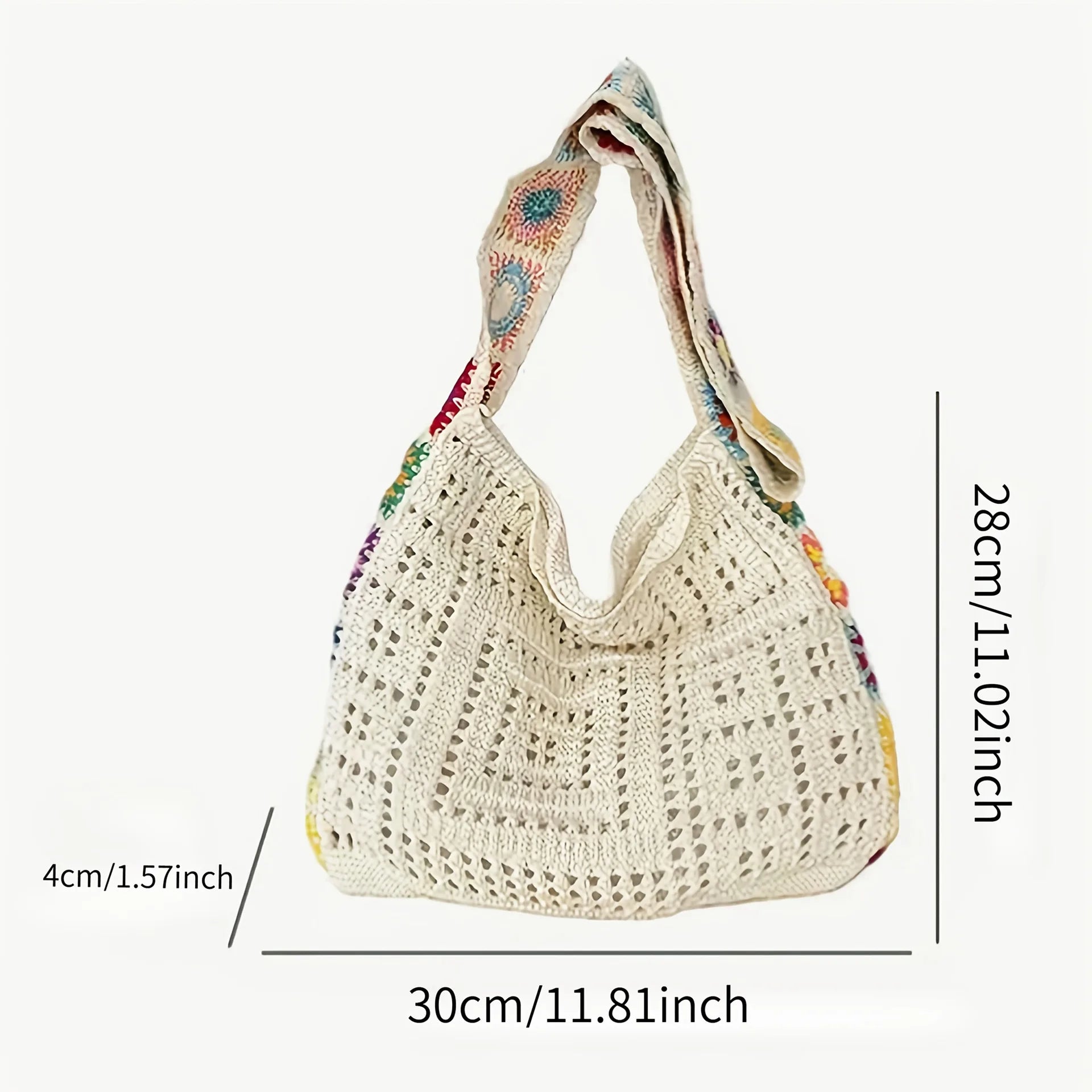 Boho Floral Crochet Shoulder Bag