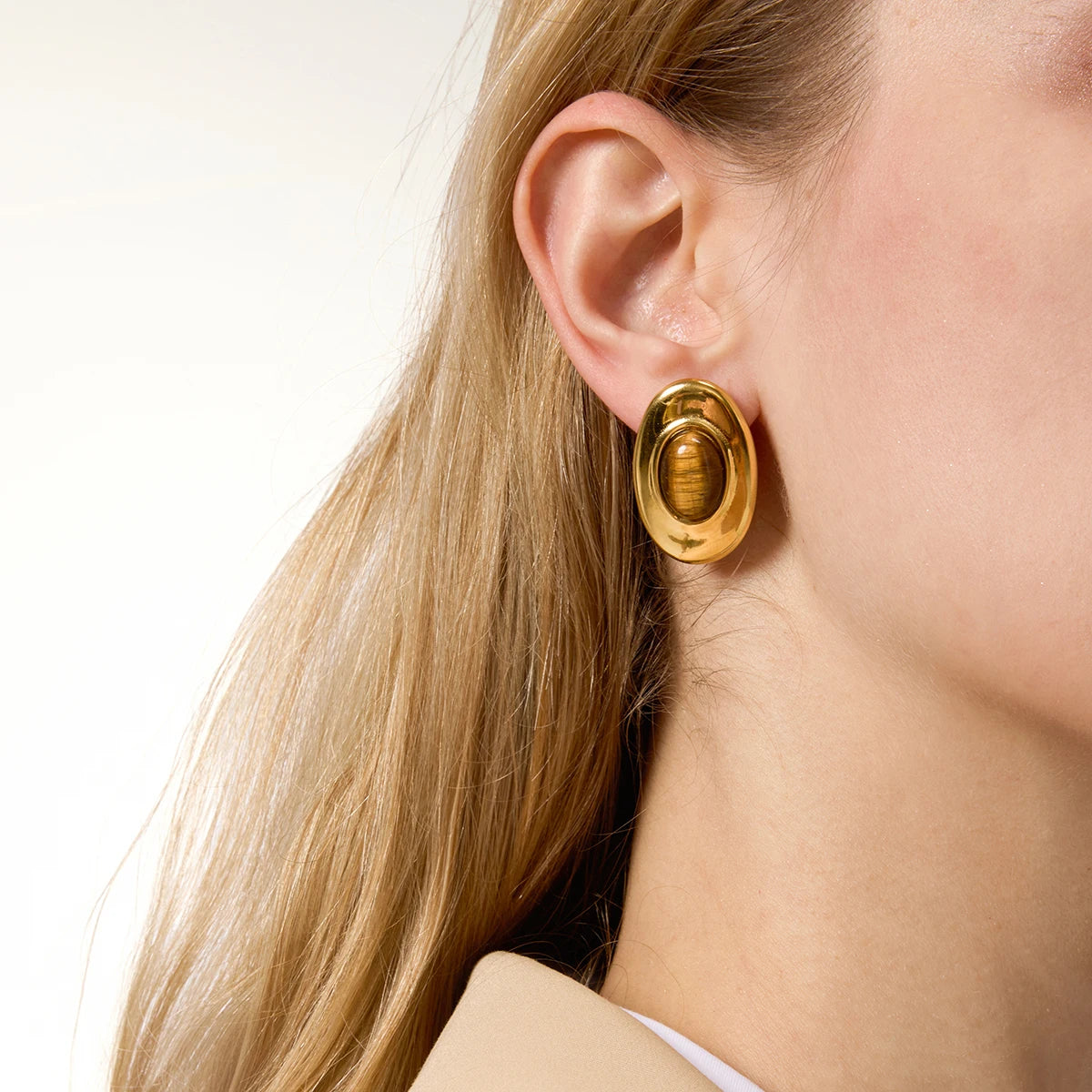 Amber Resin Geometric Earrings