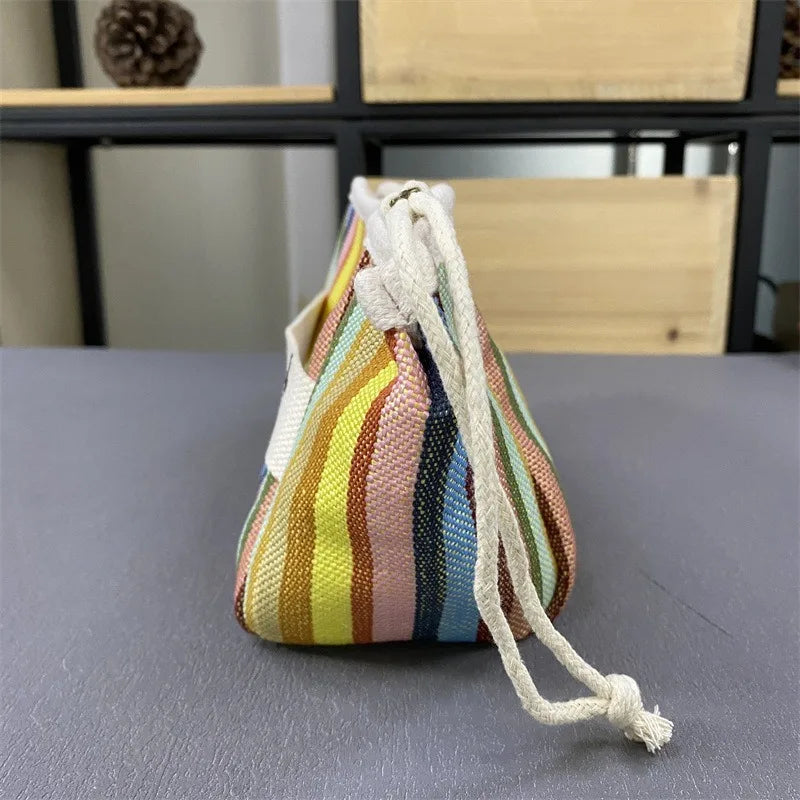 New summer storage bag, canvas bag, zipper makeup bag, hand-held cloth bag, inner lining woven bag
