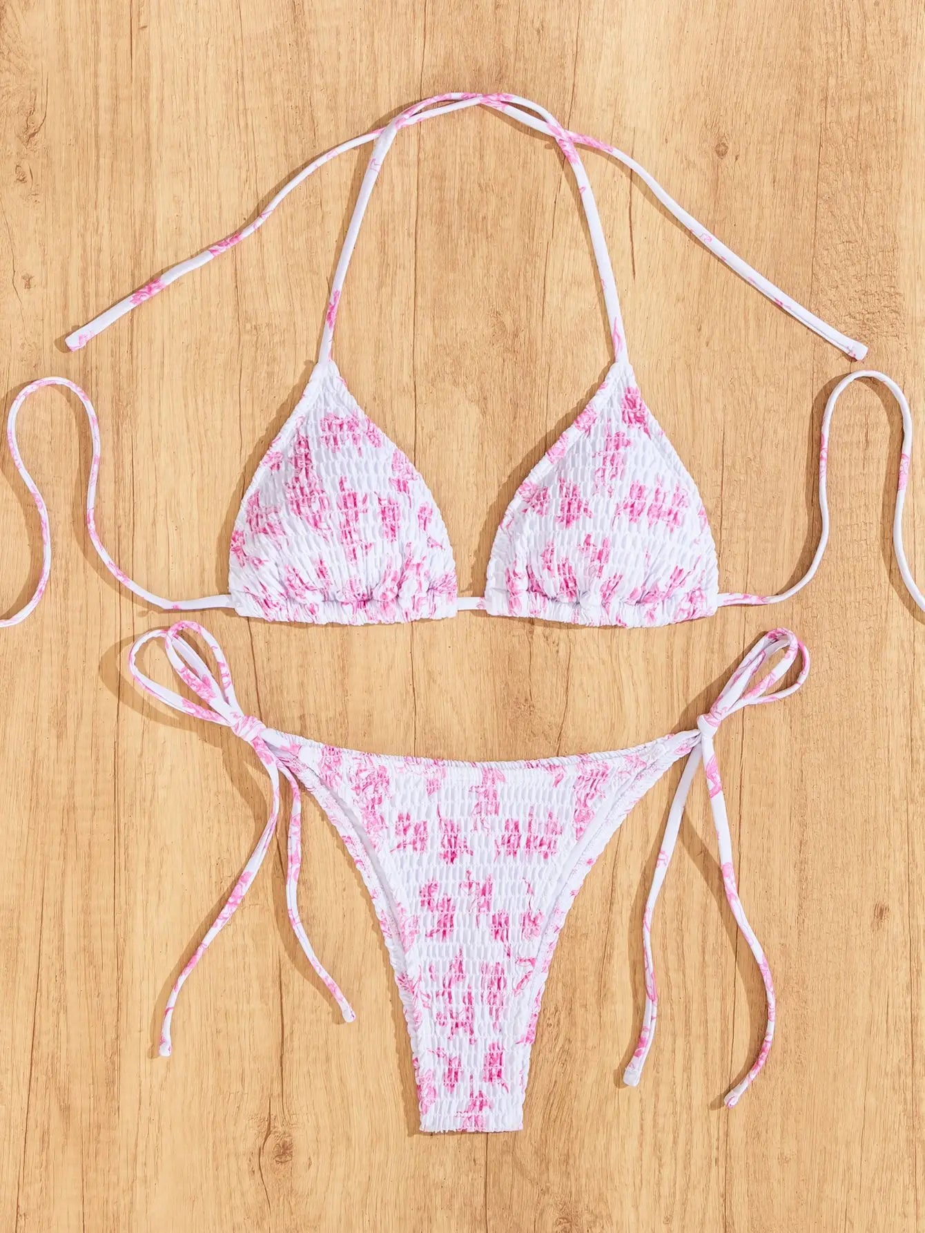 Floral Push Up Triangle Bikini Set