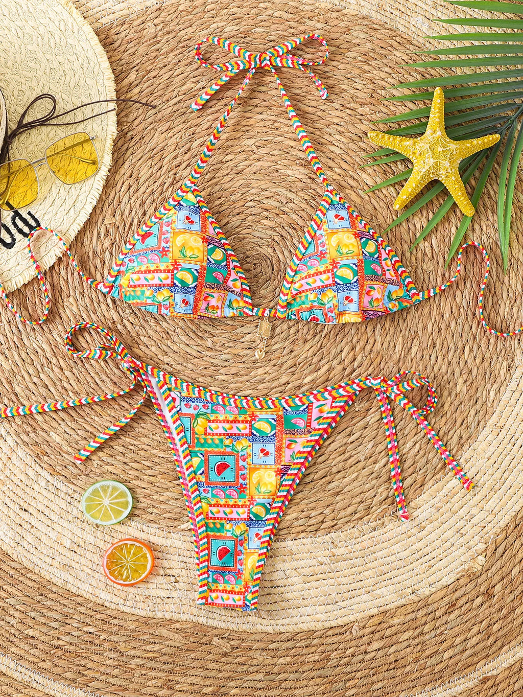 Floral Push Up Triangle Bikini Set