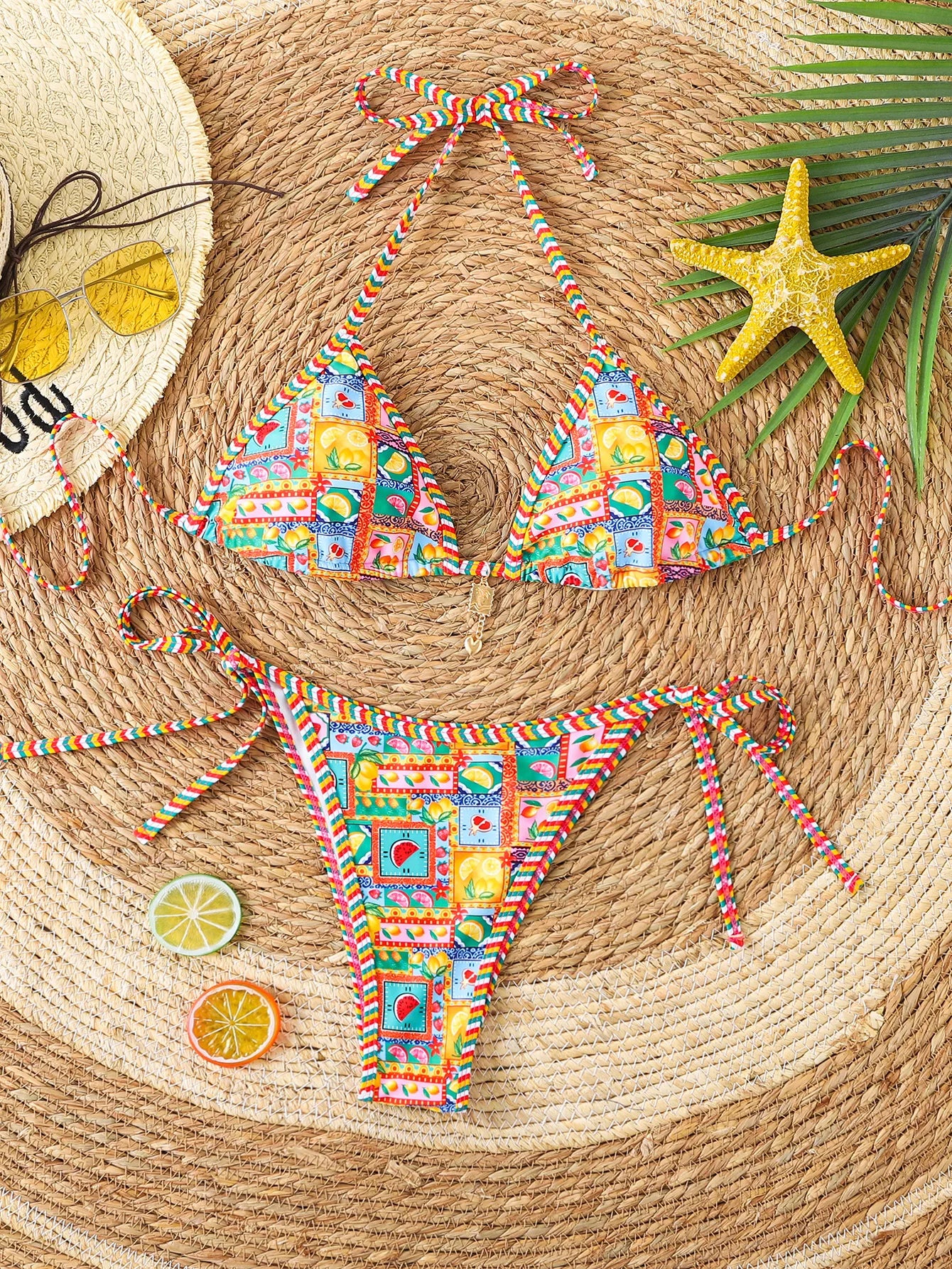 Floral Push Up Triangle Bikini Set