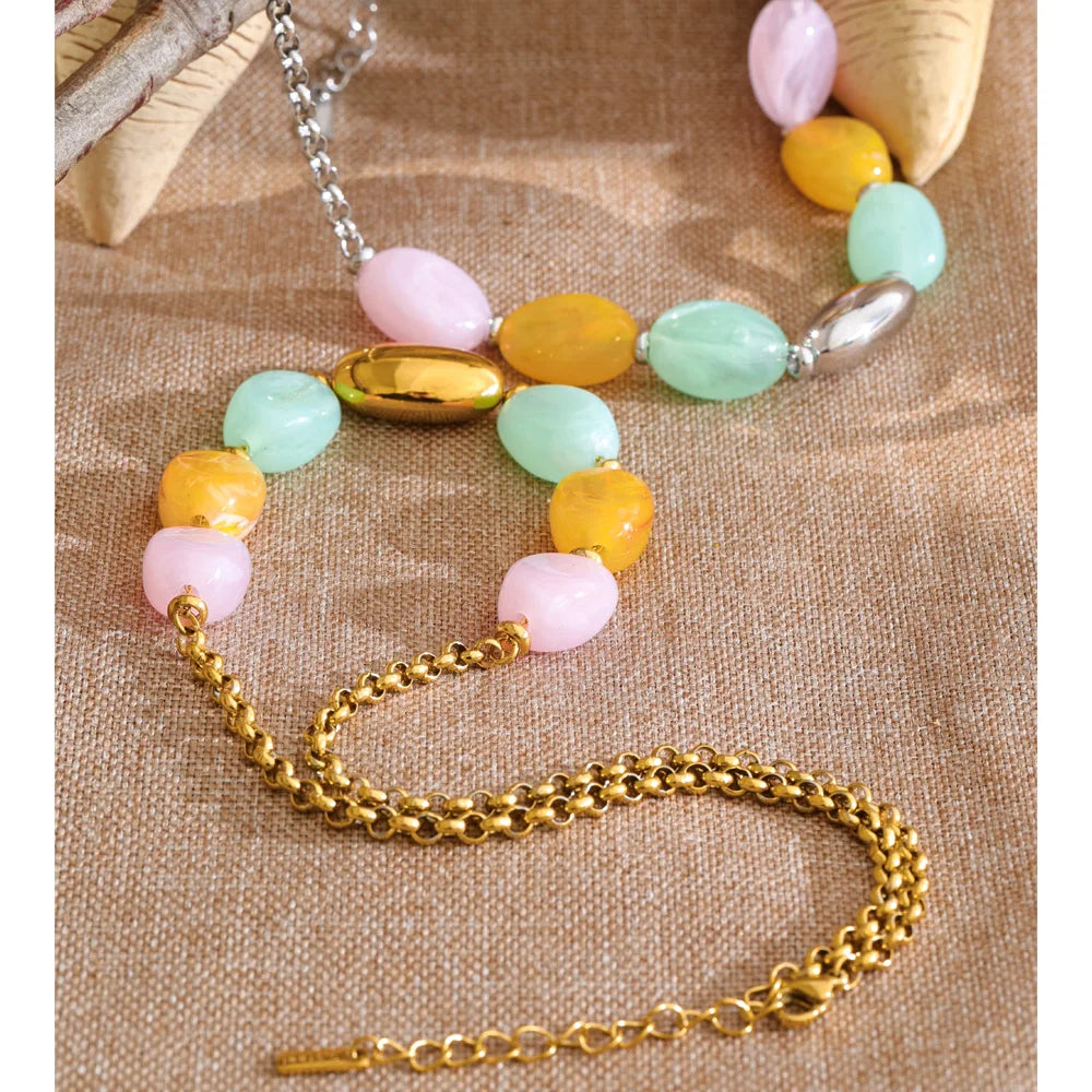 Candy Color Resin Chain Necklace