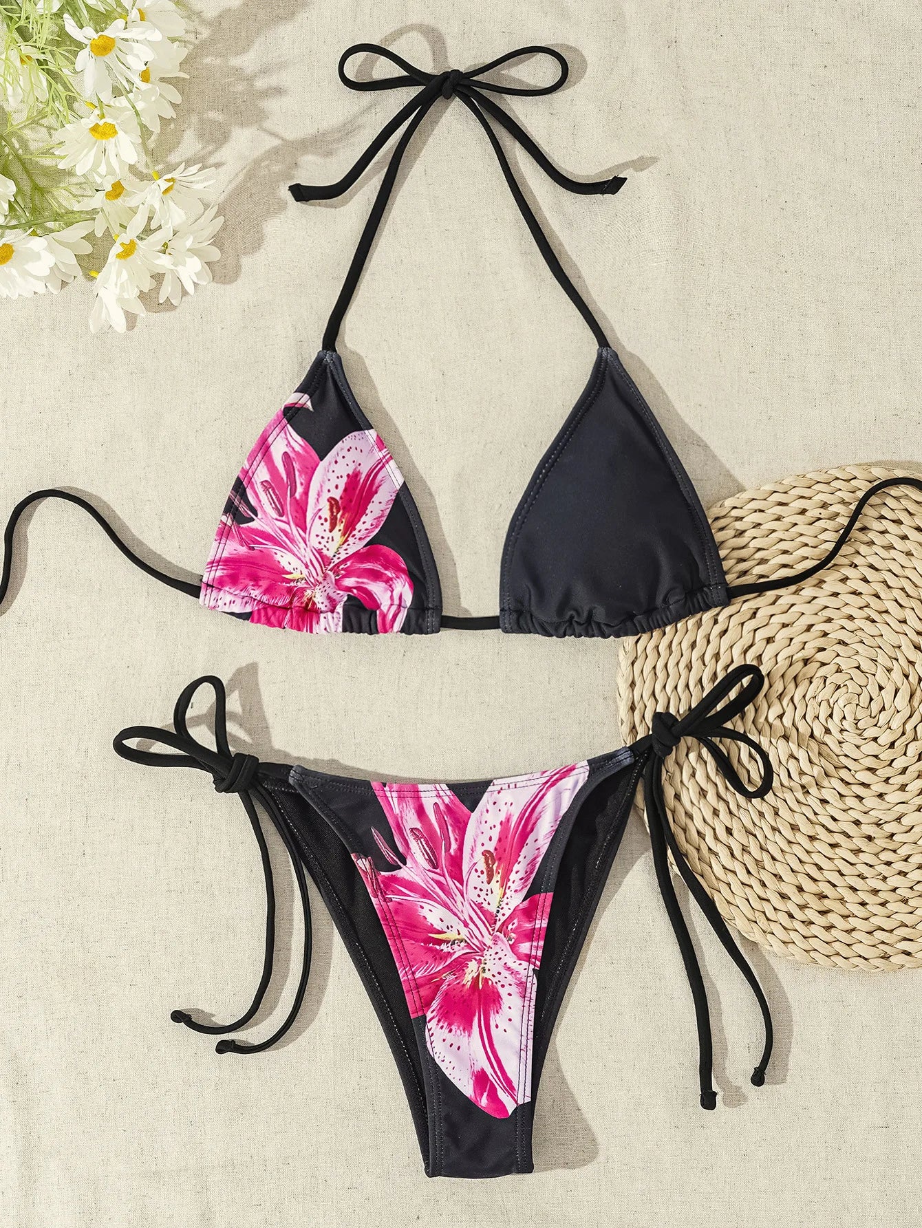 Floral Push Up Triangle Bikini Set